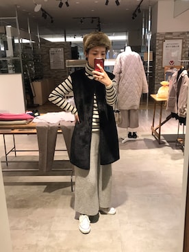 「CONVERSE（コンバース）のCONVERSE コンバース オール スター ジャパン オックス / ALL STAR J OX (NATURAL WHITE) 32167710（スニーカー）」を使った、seinoooさん（レディース・160cm）の冬コーディネート