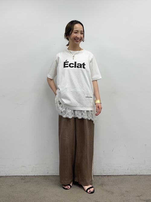 シルケットロゴプリント×刺繍Tシャツ