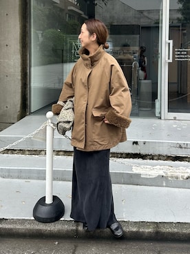 「PUAL CE CIN（ピュアルセシン）のボアスタンドカラーミドルコート（その他アウター、イエロー系）」を使った、seinoooさん（レディース・160cm）の秋コーディネート