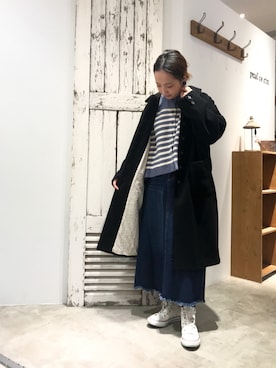 「PUAL CE CIN（ピュアルセシン）のアイテム（ノーカラーコート）」を使った、seinoooさん（レディース・160cm）の冬コーディネート