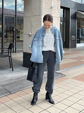 「秋先取りコーデ」｜「アイテム（スウェットパンツ）」を使った、seinoooさん（レディース・160cm）の秋コーディネート