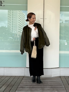 「PUAL CE CIN（ピュアルセシン）のアイテム（MA-1）」を使った、seinoooさん（レディース・160cm）の夏コーディネート