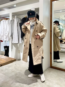 「PUAL CE CIN（ピュアルセシン）のアイテム（トレンチコート）」を使った、seinoooさん（レディース・160cm）の冬コーディネート