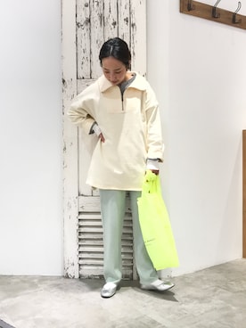 「PUAL CE CIN（ピュアルセシン）の【Du noir】裏毛ハーフジッププルオーバー（Tシャツ/カットソー）」を使った、seinoooさん（レディース・160cm）の冬コーディネート