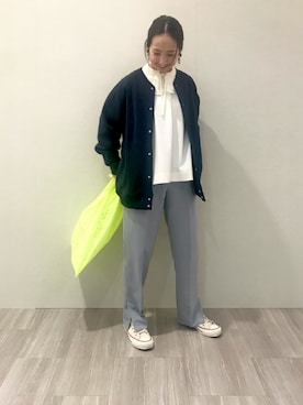 「ネオンカラー」｜「アイテム（ブルゾン）」を使った、seinoooさん（レディース・160cm）の春コーディネート