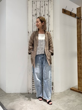 「ママコーデ」｜「アイテム（ジャケット/アウター）」を使った、seinoooさん（レディース・160cm）の春コーディネート