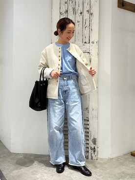 「PUAL CE CIN（ピュアルセシン）のアイテム（ノーカラージャケット）」を使った、seinoooさん（レディース・160cm）の冬コーディネート