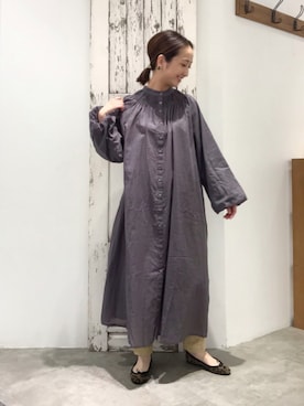 「バルーン袖」｜「アイテム（ワンピース/ドレス）」を使った、seinoooさん（レディース・160cm）の秋コーディネート