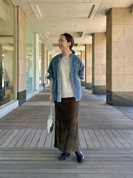 「アイテム（スカート、グリーン系）」を使った、seinoooさん（レディース・160cm）の秋コーディネート