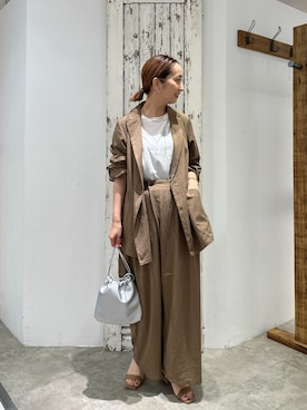 「ラップパンツ」｜「アイテム（スラックス）」を使った、seinoooさん（レディース・160cm）の秋コーディネート