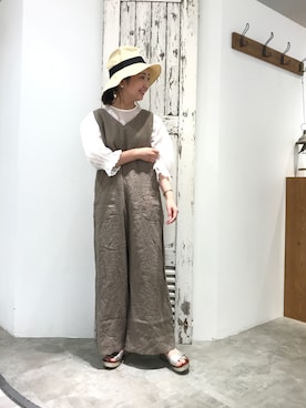 「袖ボリューム」｜「アイテム（オールインワン・サロペット）」を使った、seinoooさん（レディース・160cm）の夏コーディネート