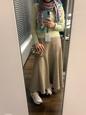 「CLANE（クラネ）のBASIC COMPACT KNIT TOPS（ニット/セーター、グリーン系）」を使った、Fashion junky  さん（レディース・160cm）の春コーディネート