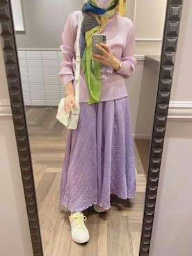 「アイテム（マフラー）」を使った、Fashion junky  さん（レディース・160cm）の夏コーディネート