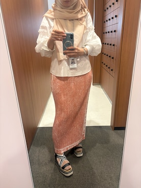 「アイテム（スカート、ピンク系）」を使った、Fashion junky  さん（レディース・160cm）の夏コーディネート