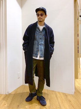 「BAYFLOW(BAYFLOW)」｜「アイテム（チェスターコート）」を使った、NAKAJI_BFさん（メンズ・174cm）の秋コーディネート