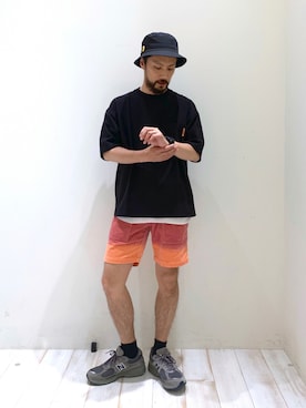 「Champion（チャンピオン）のアイテム（帽子）」を使った、NAKAJI_BFさん（メンズ・174cm）の夏コーディネート