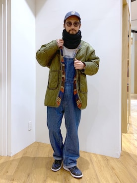 「BAYFLOW(BAYFLOW)」｜「アイテム（キャップ）」を使った、NAKAJI_BFさん（メンズ・174cm）の冬コーディネート