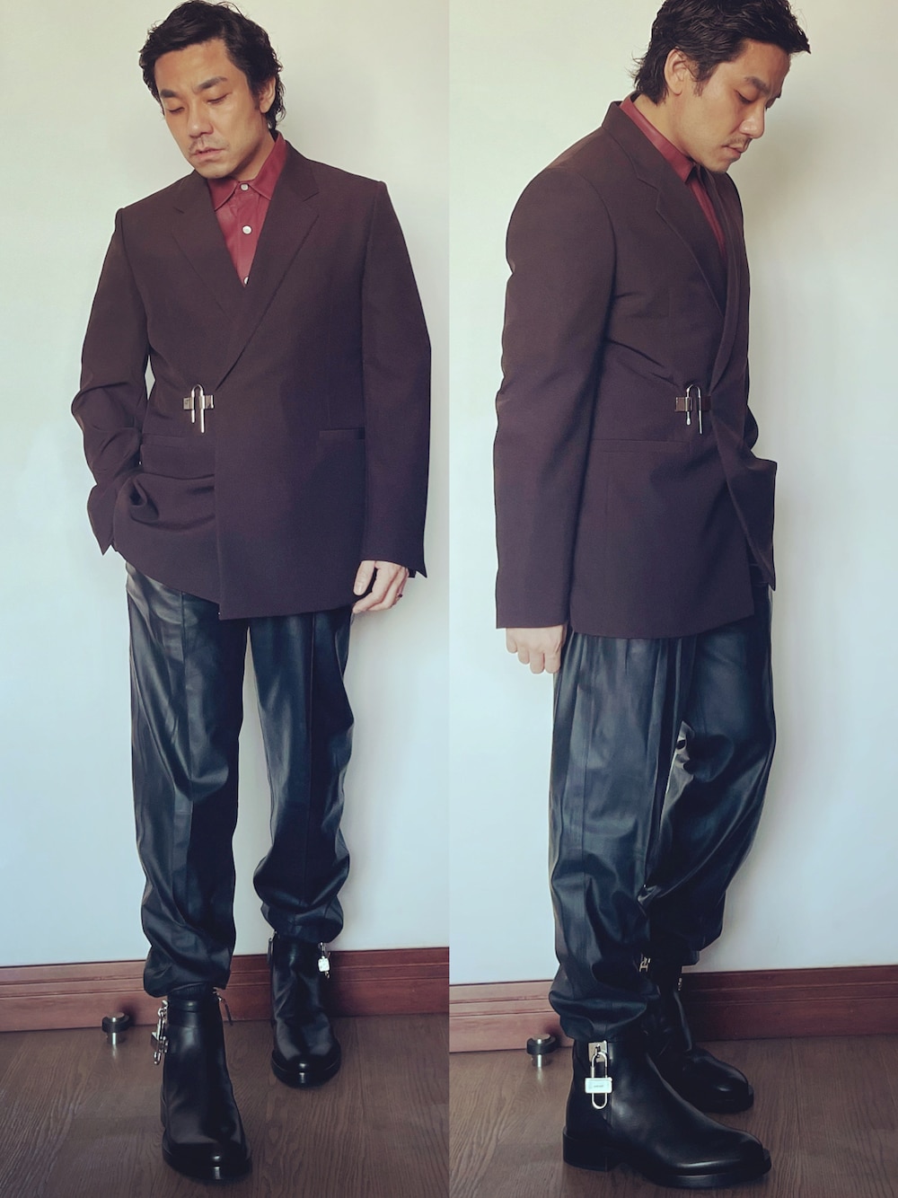 「Berlutiのアイテム（スウェットパンツ、ブラック系）」を使った、kennyphkさん（メンズ・169cm）の冬コーディネートの1枚目の写真