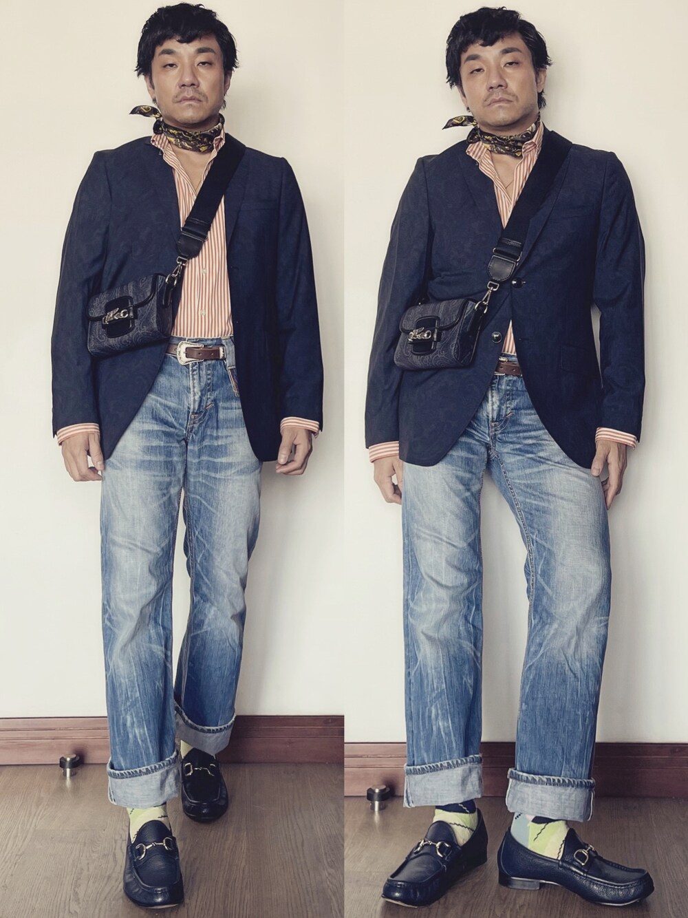 「REPLAYのアイテム（デニムパンツ、ブルー系）」を使った、kennyphkさん（メンズ・169cm）の夏コーディネートの1枚目の写真