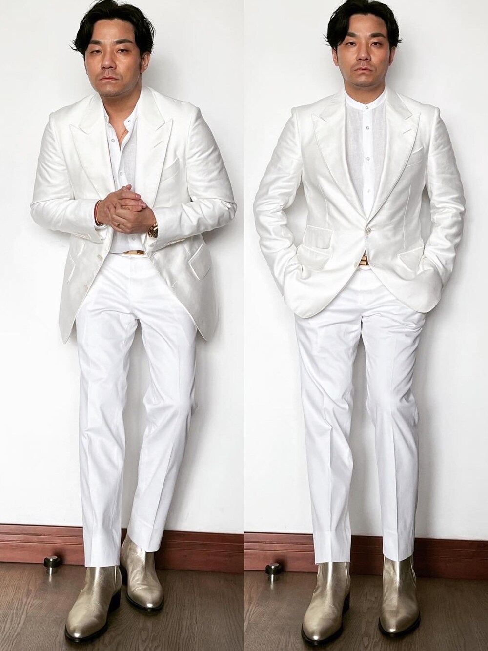 「dunhillのアイテム（シャツ/ブラウス、ホワイト系）」を使った、kennyphkさん（メンズ・170cm）の夏コーディネートの1枚目の写真