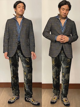 「アイテム（スーツジャケット、その他）」を使った、kennyphkさん（メンズ・169cm）の夏コーディネート
