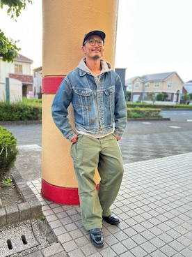 「Lee（リー）のアイテム（ジャケット/アウター）」を使った、アイアンビンテージさん（メンズ・170cm）の春コーディネート