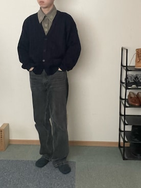 「PAUL & SHARKのポール&シャーク 買取王国（カーディガン/ボレロ、ブラック系）」を使った、ミナヅキさん（メンズ・168cm）の冬コーディネート