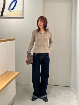 「CANAL JEAN（キャナルジーン）のアイテム（カーディガン/ボレロ）」を使った、AKIさん（レディース・163cm）の秋コーディネート