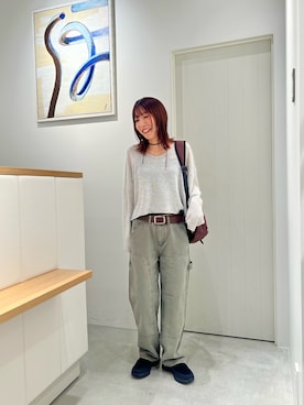 「アイテム（バックパック/リュック、ブラウン系）」を使った、akkiyy8さん（レディース・163cm）の夏コーディネート