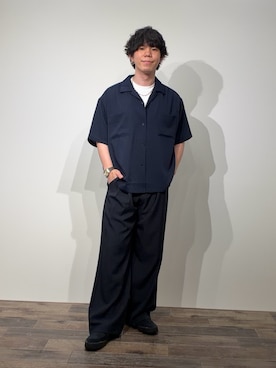 「SENSE OF PLACE by URBAN RESEARCH(センスオブプレイスバイアーバンリサーチ)の『速乾』ドライタッチ2タックワイドパンツ(その他パンツ、ブルー系)」を使った、kai0053さん(メンズ・166cm)の夏コーディネート