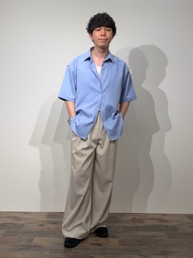 「SENSE OF PLACE by URBAN RESEARCH(センスオブプレイスバイアーバンリサーチ)の『速乾』ドライタッチ2タックワイドパンツ(その他パンツ、ベージュ系)」を使った、kai0053さん(メンズ・166cm)の春コーディネート
