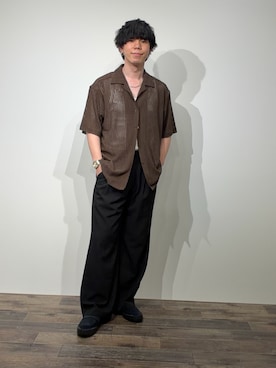 「SENSE OF PLACE by URBAN RESEARCH(センスオブプレイスバイアーバンリサーチ)の『速乾』ドライタッチ2タックワイドパンツ(その他パンツ、ブラック系)」を使った、kai0053さん(メンズ・166cm)の夏コーディネート
