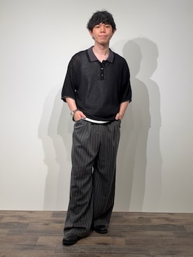 「SENSE OF PLACE by URBAN RESEARCH(センスオブプレイスバイアーバンリサーチ)のピンストライプタックワイドスラックス(その他パンツ、グレー系)」を使った、kai0053さん(メンズ・166cm)の春コーディネート