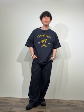 「SENSE OF PLACE by URBAN RESEARCH(センスオブプレイスバイアーバンリサーチ)のヴィンテージグラフィックヘンリーネックTシャツ(Tシャツ/カットソー、ブルー系)」を使った、kai0053さん(メンズ・166cm)の春コーディネート