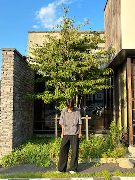 「アイテム（パープル系）」を使った、倉庫さん（メンズ・175cm・10代）の夏コーディネート