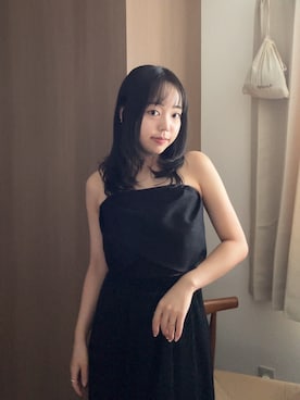 「アイテム（チューブトップ）」を使った、hatsuneさん（レディース・154cm）の秋コーディネート