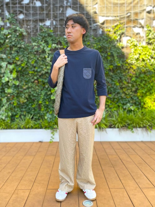 【 日本製・USコットン長袖Tシャツ 】Jackman X Lavenham Lightweight Quilt Pocket L/S Tee Mens / ジャックマン X ラベンハム ライトウェイト キルト ポケット ロングスリーブ ティー メンズ
