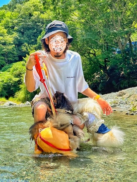 「OOFOS（ウーフォス）のアイテム」を使った、クソテキトーさん（メンズ・170cm）の夏コーディネート
