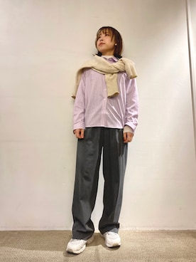 「アイテム（ビジネスシャツ）」を使った、Echikafit東京さん（レディース・157cm）の冬コーディネート