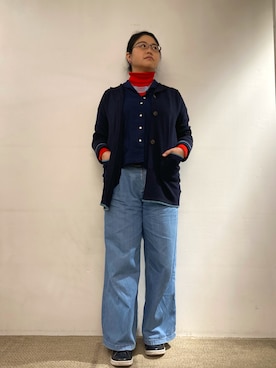「タートルネック」｜「アイテム（ビジネスシャツ）」を使った、Echikafit東京さん（レディース・163cm）の冬コーディネート