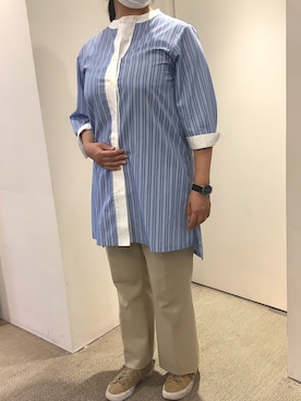 「BRICK HOUSE by TOKYO SHIRT」｜「アイテム（シャツワンピース）」を使った、Echikafit東京さん（レディース・163cm）の夏コーディネート