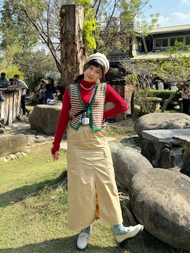 「Gozo（ゴソ）のアイテム（ハンチング/ベレー帽）」を使った、みどりさん（レディース・154cm）の冬コーディネート