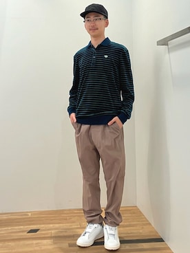 「アイテム（ポロシャツ）」を使った、KKさん（メンズ・175cm）の秋コーディネート