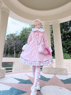 「アイテム（ソックス/靴下、ピンク系）」を使った、Asさん（レディース・158cm）の冬コーディネート