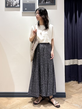 「grove（グローブ）の【シリーズ累計36万枚！名品ニット】やわらかドライタッチ ドルマンニット（ニット/セーター、ホワイト系）」を使った、ayakaさん（レディース・158cm）の夏コーディネート