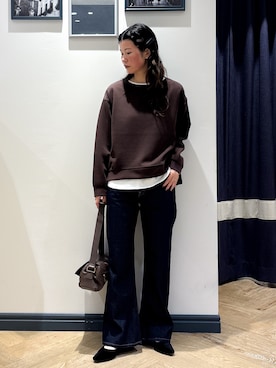 「grove（グローブ）のダンボーサイドジッププルオーバー（Tシャツ/カットソー、ブラウン系）」を使った、ayakaさん（レディース・158cm）の秋コーディネート