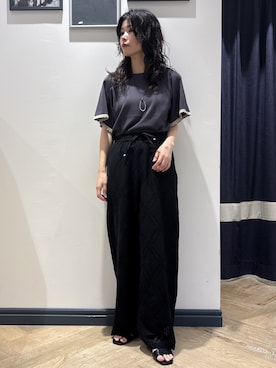 「grove（グローブ）の【シリーズ累計36万枚！名品ニット】やわらかドライタッチ スカラップスリーブニット（ニット/セーター、グレー系）」を使った、ayakaさん（レディース・158cm）の春コーディネート