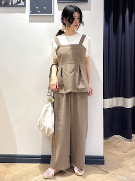 「grove（グローブ）の【シリーズ累計36万枚！名品ニット】やわらかドライタッチ ドルマンニット（ニット/セーター、ホワイト系）」を使った、ayakaさん（レディース・158cm）の夏コーディネート