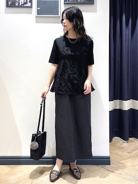 「grove（グローブ）のチェックアソートハイパーナロースカート（スカート、グレー系）」を使った、ayakaさん（レディース・158cm）の秋コーディネート