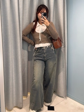「OLIVE des OLIVE（オリーブデオリーブ）のアイテム（デニムパンツ）」を使った、HIROMI さん（レディース・163cm）の秋コーディネート
